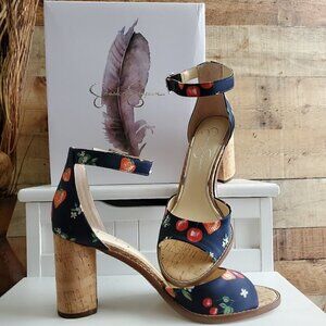 JESSICA SIMPSON NAVY CORK HEELS SIZE 10